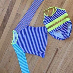 Colorful Lands End rash guard swim suit set size 4